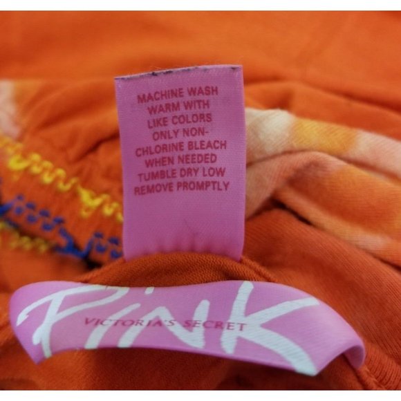 Victoria's Secret PINK Top Tunic Orange Tie-Dye haltar v-neck Sz Large - Picture 8 of 8